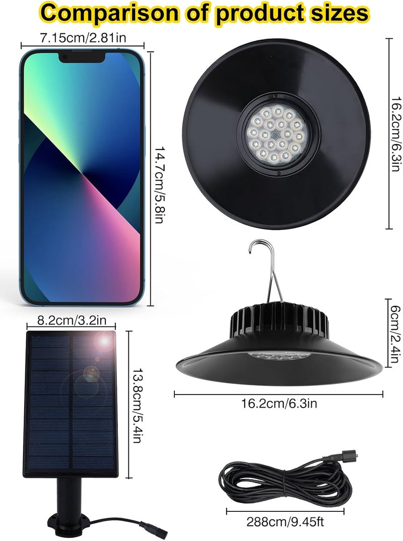 T-SUN Solar Pendant Light Outdoor, 2 Pack Solar Shed Lights Indoor with Remote Control, IP65 Waterproof Shop Light, 3000K/4000K/6000K, Perfect for Barn Chicken Coop Garage Courtyard Balcony - Image 2